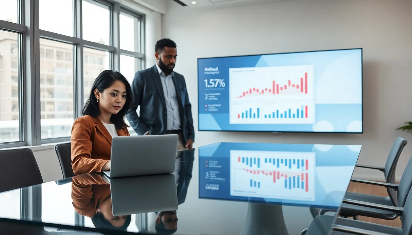 diverse team discussing AI insights in a modern office setting.